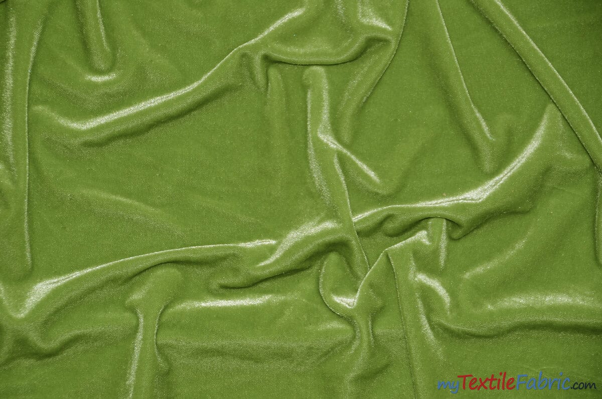 Soft and Plush Stretch Velvet Fabric | Stretch Velvet Spandex | 58" Wide | Spandex Velour for Apparel, Costume, Cosplay, Drapes | Fabric mytextilefabric Yards Lime 