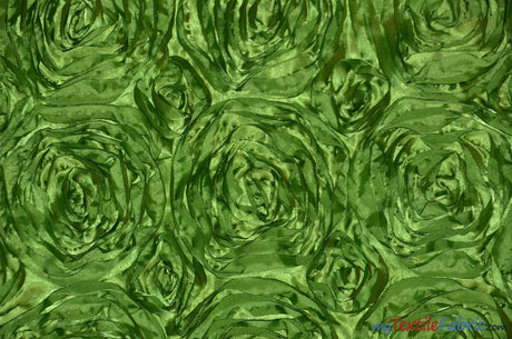 Rosette Satin Fabric | Wedding Satin Fabric | 54" Wide | 3d Satin Floral Embroidery | Multiple Colors | Sample Swatch| Fabric mytextilefabric Sample Swatches Lime 