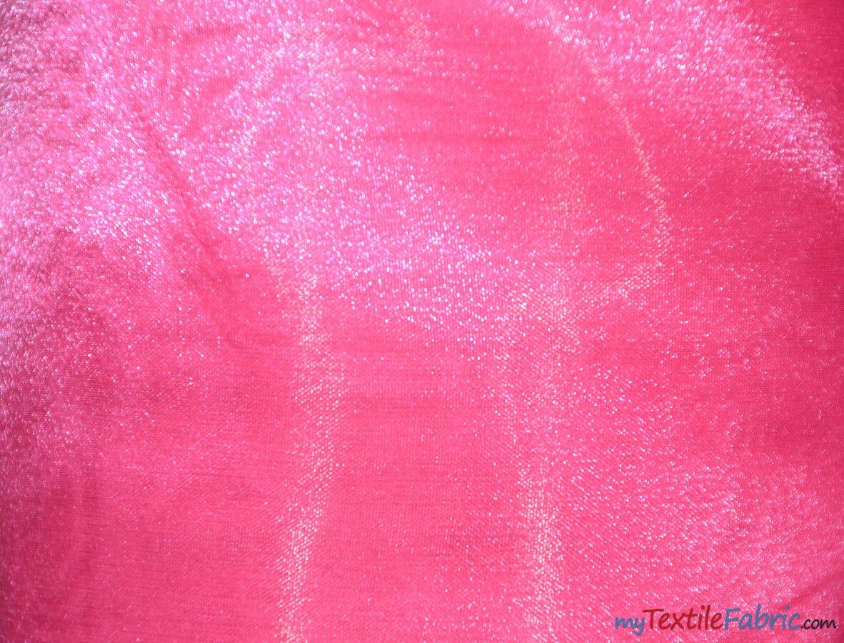 Crystal Organza Fabric | Sparkle Sheer Organza | 60" Wide | Continuous Yards | Multiple Colors | Fabric mytextilefabric Yards Lipstick Pink 