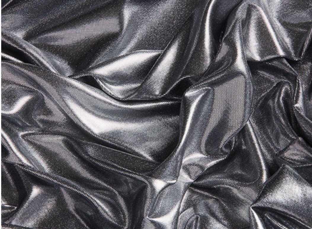 Soft Liquid Lame Stretch Fabric | 40" Cuttable | Costume, Clothing, Crafts, Decor, Scarfs | Multiple Colors | Fabric mytextilefabric 3"x3" Sample Swatch Black Silver 