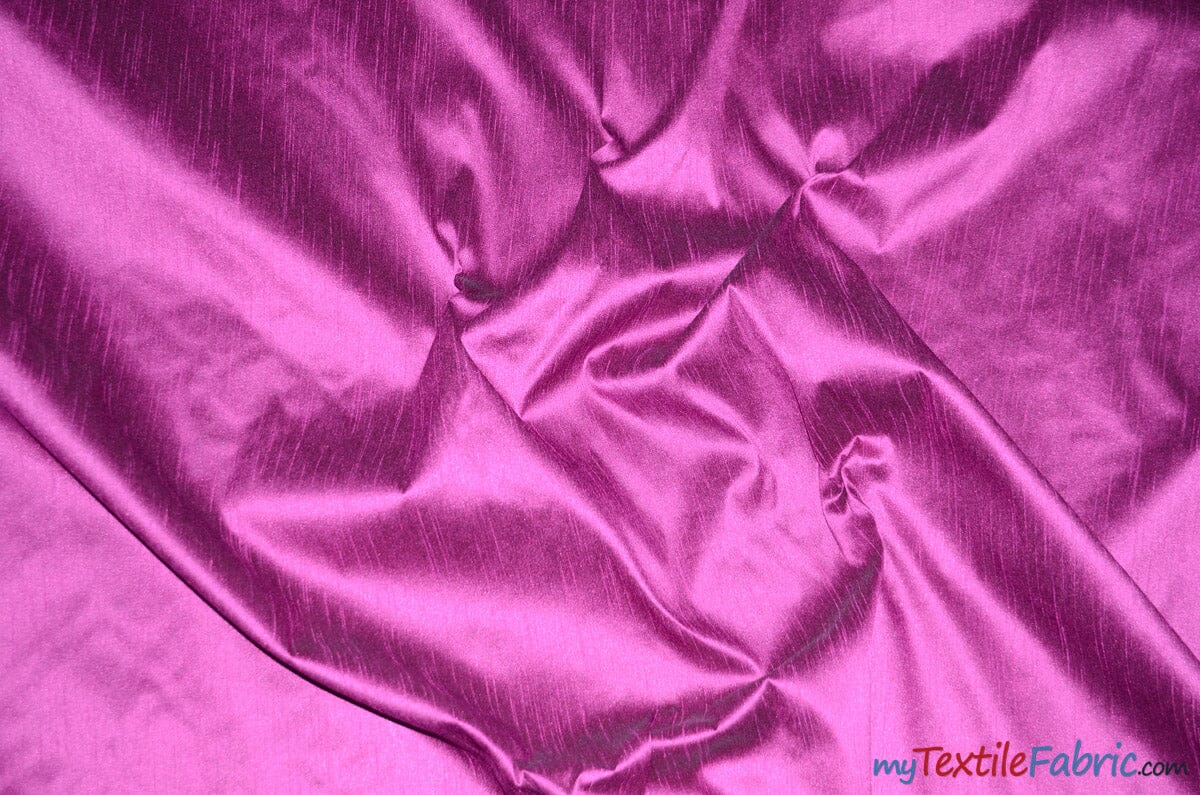 Polyester Silk Fabric | Faux Silk | Polyester Dupioni Fabric | Sample Swatch | 54" Wide | Multiple Colors | Fabric mytextilefabric Sample Swatches Magenta Pink 