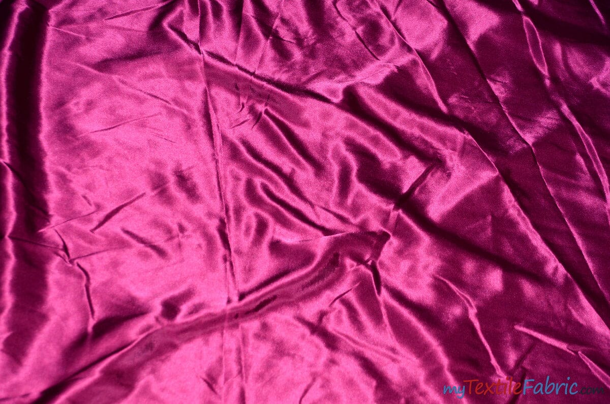 Silky Soft Medium Satin Fabric | Lightweight Event Drapery Satin | 60" Wide | Economic Satin by the Wholesale Bolt | Fabric mytextilefabric Bolts Magenta 0042 