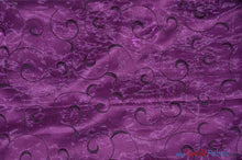 Load image into Gallery viewer, Swirl Organza Fabric | Embroidered Swirl Sheer | 54&quot; Wide | Multiple Colors | Fabric mytextilefabric Yards Magenta 