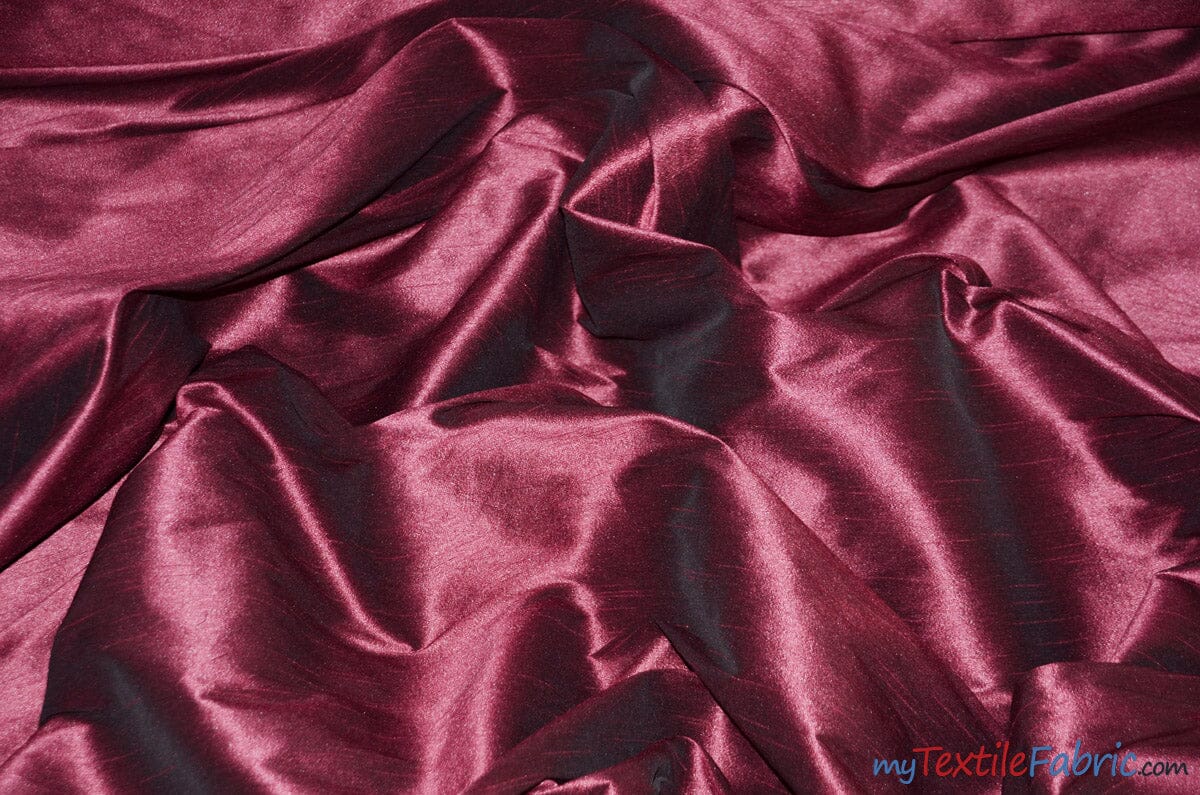 Polyester Silk Fabric | Faux Silk | Polyester Dupioni Fabric | Continuous Yards | 54" Wide | Multiple Colors | Fabric mytextilefabric Yards Magenta 