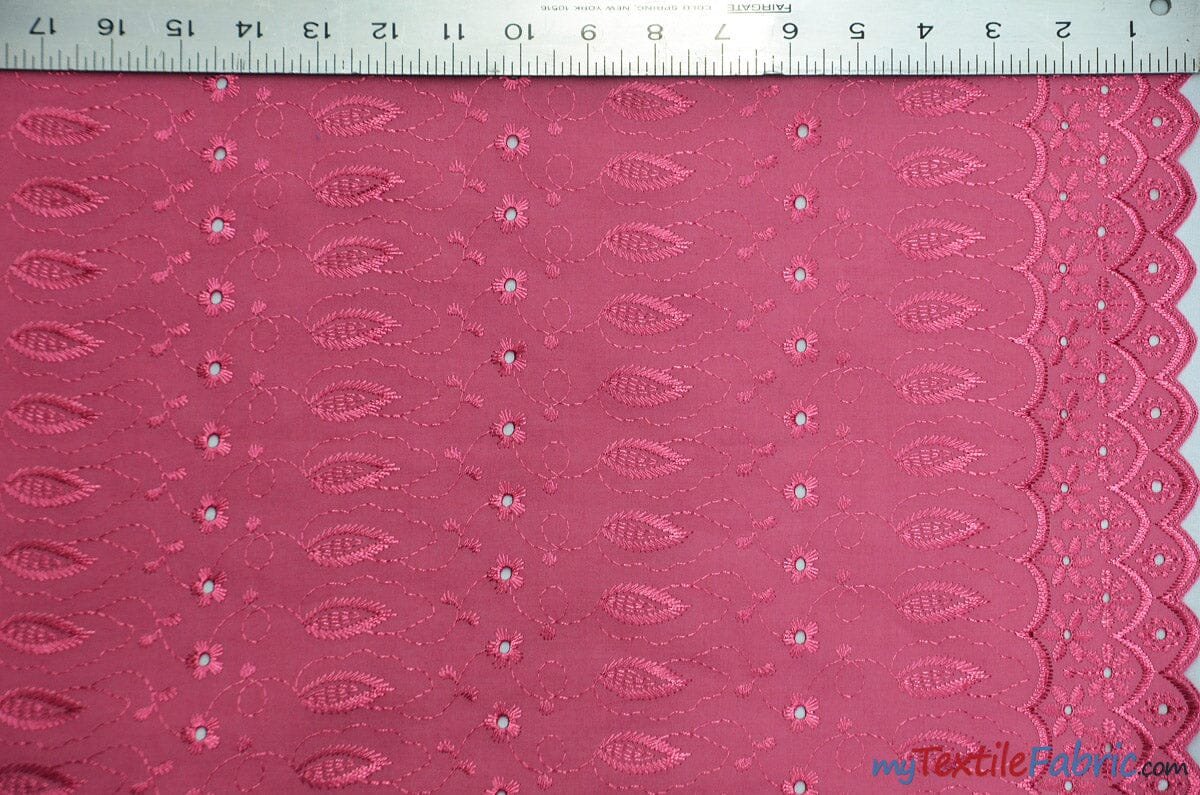 Polyester Cotton Eyelet Embroidery | Double Sided Border | 45" Wide | Multiple Colors | Fabric mytextilefabric Yards Mauve 