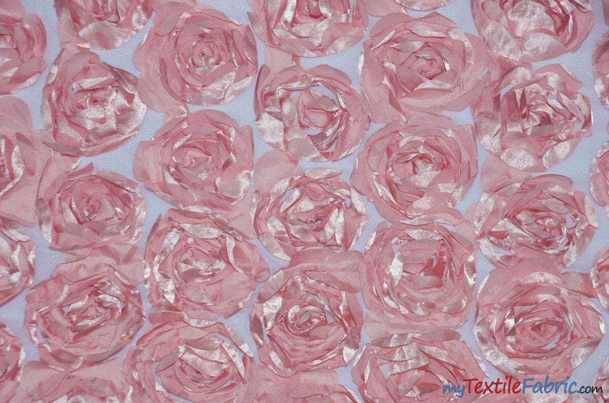 Rosette Satin Bordeaux Fabric | Rose Bordeaux Satin | 52" wide | 3d Floral Satin Embroidered on a Mesh | Multiple Colors | Fabric mytextilefabric Yards Mauve 