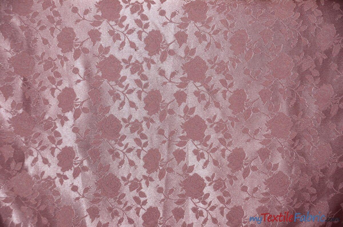 Satin Jacquard | Satin Flower Brocade | 60" Wide | Wholesale Bolt 65 Yards | Fabric mytextilefabric Bolts Mauve 