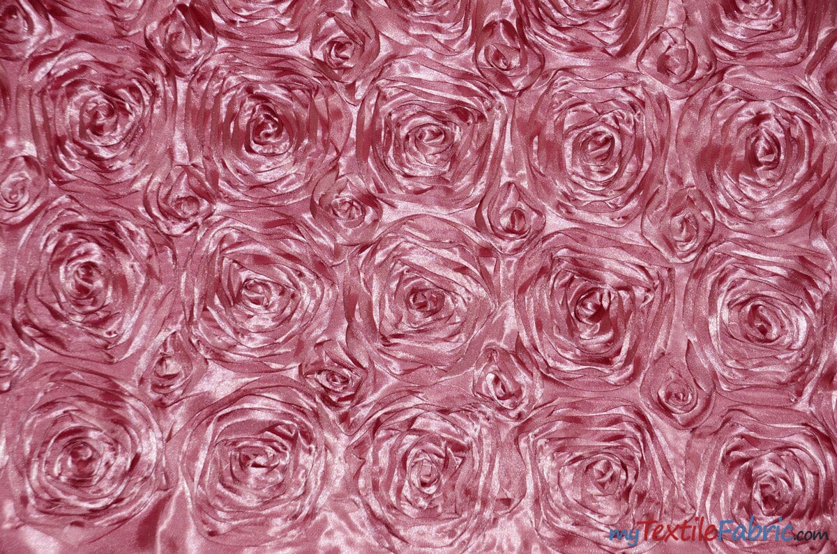 Rosette Satin Fabric | Wedding Satin Fabric | 54" Wide | 3d Satin Floral Embroidery | Multiple Colors | Sample Swatch| Fabric mytextilefabric Sample Swatches Mauve 