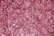 Load image into Gallery viewer, Rosette Satin Fabric | Wedding Satin Fabric | 54&quot; Wide | 3d Satin Floral Embroidery | Multiple Colors | Sample Swatch| Fabric mytextilefabric Sample Swatches Mauve 
