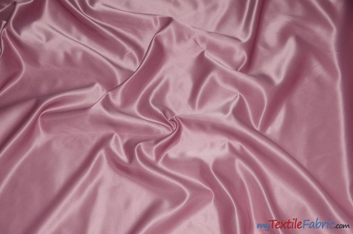 L'Amour Satin Fabric | Polyester Matte Satin | Peau De Soie | 60" Wide | Wholesale Bolt | Wedding Dress, Tablecloth, Multiple Colors | Fabric mytextilefabric Bolts Mauve 