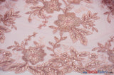 Edith Embroidery Fabric | Bridal Lace Design with Sequins | 52" Wide | Multiple Colors | Fabric mytextilefabric Yards Mauve 