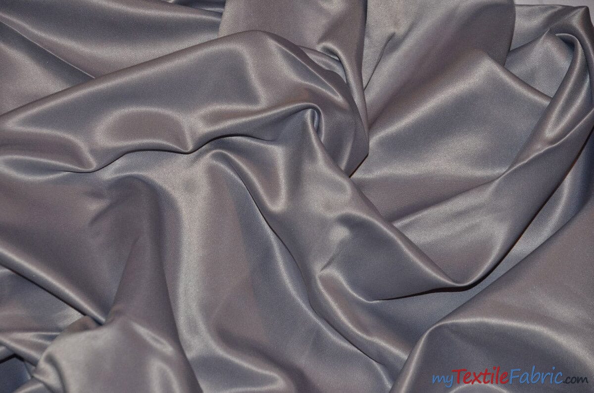 L'Amour Satin Fabric | Polyester Matte Satin | Peau De Soie | 60" Wide | Wholesale Bolt | Wedding Dress, Tablecloth, Multiple Colors | Fabric mytextilefabric Bolts Medium Gray 