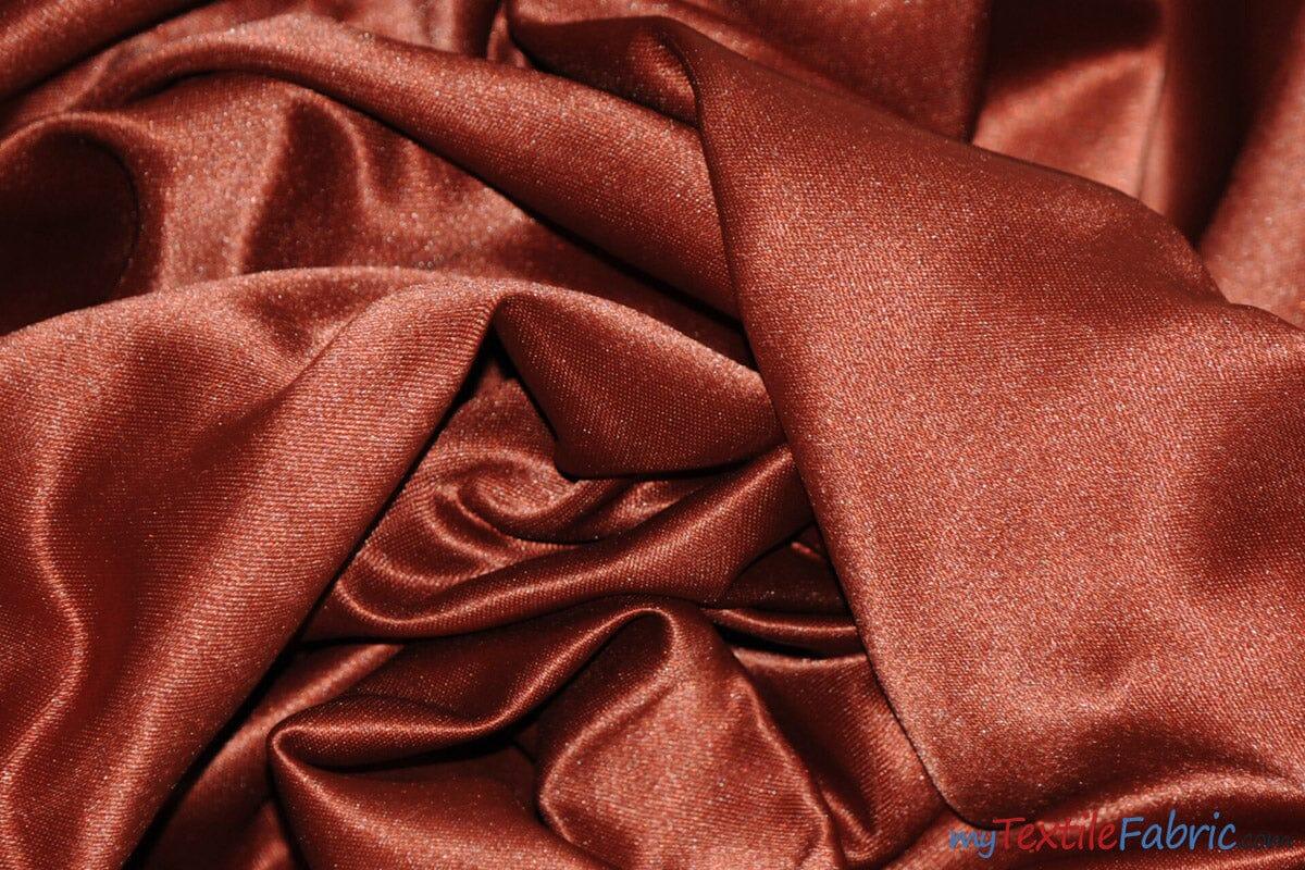 L'Amour Satin Fabric | Polyester Matte Satin | Peau De Soie | 60" Wide | Continuous Yards | Wedding Dress, Tablecloth, Multiple Colors | Fabric mytextilefabric Yards Medium Rust 