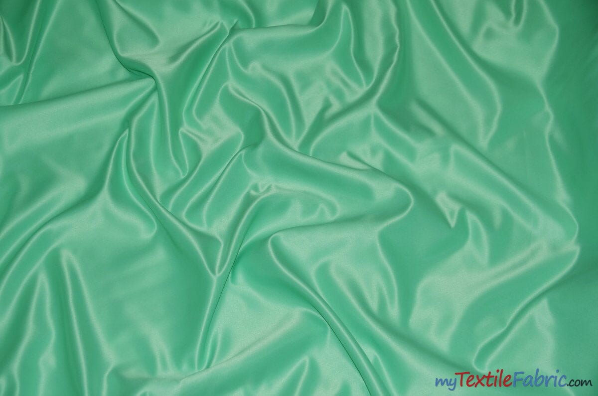 L'Amour Satin Fabric | Polyester Matte Satin | Peau De Soie | 60" Wide | Wholesale Bolt | Wedding Dress, Tablecloth, Multiple Colors | Fabric mytextilefabric Bolts Mint 