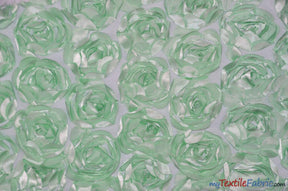 Rosette Satin Bordeaux Fabric | Rose Bordeaux Satin | 52" wide | 3d Floral Satin Embroidered on a Mesh | Multiple Colors | Fabric mytextilefabric Yards Mint 