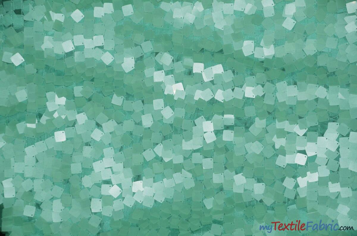 Dull Square Dazzle Sequins | Decorative Sequins on Mesh | 52" Wide | Fabric mytextilefabric Yards Mint 