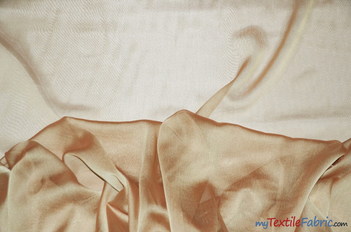 Two Tone Chiffon Fabric | Iridescent Chiffon Fabric | 60" Wide | Clean Edge | Multiple Colors | Wholesale Bolt | Fabric mytextilefabric Bolts Mocha Gold 