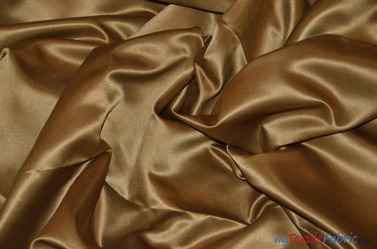 L'Amour Satin Fabric | Polyester Matte Satin | Peau De Soie | 60" Wide | Wholesale Bolt | Wedding Dress, Tablecloth, Multiple Colors | Fabric mytextilefabric Bolts Mocha 