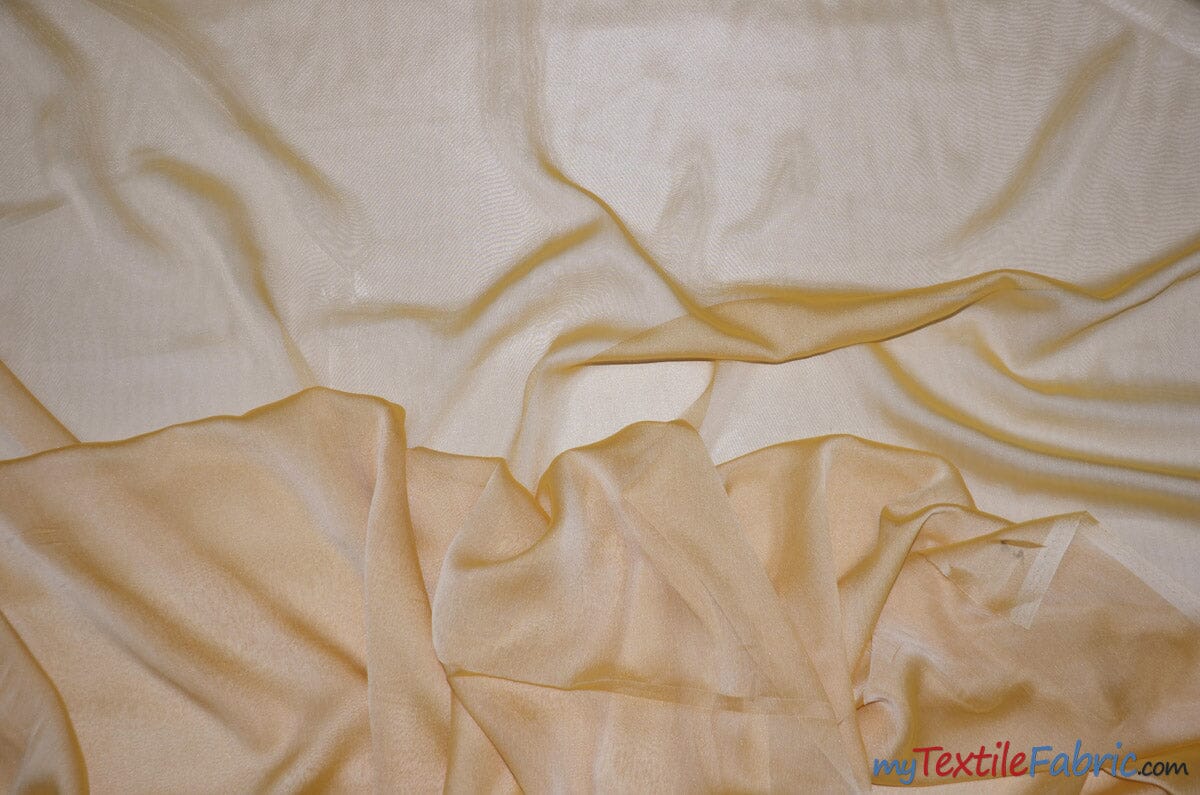 Two Tone Chiffon Fabric | Iridescent Chiffon Fabric | 60" Wide | Clean Edge | Multiple Colors | Wholesale Bolt | Fabric mytextilefabric Bolts Mustard White 