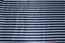 Load image into Gallery viewer, 1&quot; Stripe Satin Print | Dull Satin Print | 58/60&quot; Wide | Stripe Satin Print Fabric | 3 Colors | Fabric mytextilefabric Yards Navy White 1&quot; Stripe 