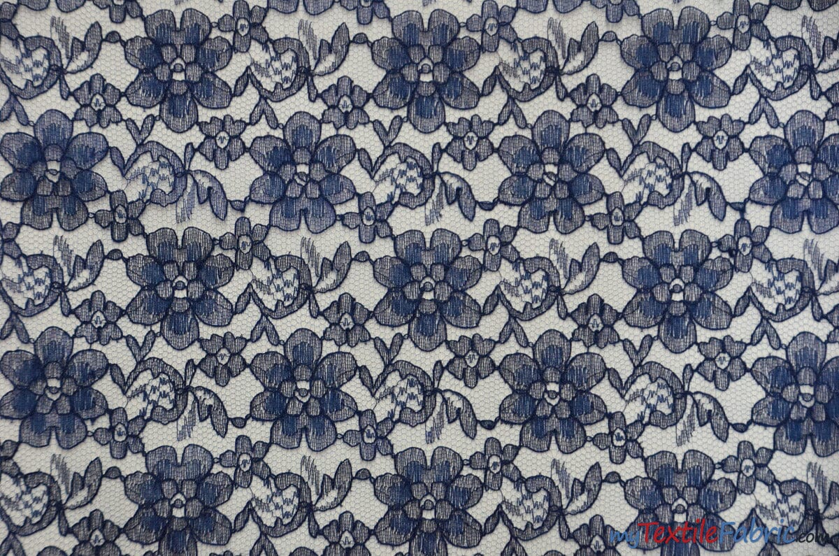 Raschel Lace Fabric | 60" Wide | Vintage Lace Fabric | Bridal Lace, Decoration, Curtain, Tablecloth | Boutique Lace Fabric | Floral Lace Fabric | Fabric mytextilefabric Yards Navy Blue 