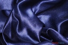 Load image into Gallery viewer, Stretch Matte Satin Peau de Soie Fabric | 60&quot; Wide | Stretch Duchess Satin | Stretch Dull Lamour Satin for Bridal, Wedding, Costumes, Bridesmaid Dress Fabric mytextilefabric Yards Navy Blue 
