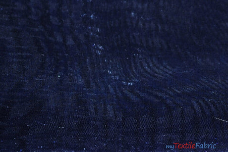 Soft and Smooth Mirror Organza Fabric | 60" Wide | Continuous Yards | Multiple Colors | Fabric mytextilefabric Yards Navy Blue 