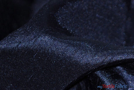 Shantung Satin Fabric | Satin Dupioni Silk Fabric | 60" Wide | Multiple Colors | Continuous Yards | Fabric mytextilefabric Yards Navy Blue 