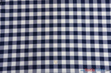 Gingham Checkered Fabric | Polyester Picnic Checkers | 1" x 1" | 60" Wide | Tablecloths, Curtains, Drapery, Events, Apparel | Fabric mytextilefabric Yards Navy Blue White 