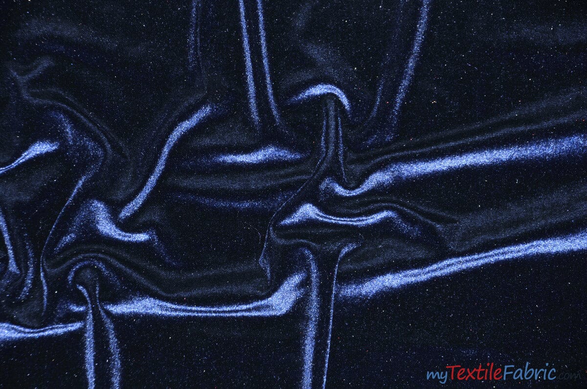 Soft and Plush Stretch Velvet Fabric | Stretch Velvet Spandex | 58" Wide | Spandex Velour for Apparel, Costume, Cosplay, Drapes | Fabric mytextilefabric Yards Navy Blue 