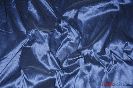 Polyester Silk Fabric | Faux Silk | Polyester Dupioni Fabric | Sample Swatch | 54" Wide | Multiple Colors | Fabric mytextilefabric Sample Swatches Navy Blue 