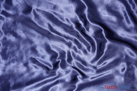 Silky Soft Medium Satin Fabric | Lightweight Event Drapery Satin | 60" Wide | Economic Satin by the Wholesale Bolt | Fabric mytextilefabric Bolts Navy Blue 0035 