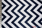 Chevron Satin Fabric | Chevron L'amour Satin | Matte Satin Print | 60" Wide | Multiple Colors | Fabric mytextilefabric Yards Navy 