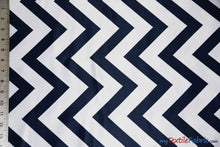 Load image into Gallery viewer, Chevron Satin Fabric | Chevron L&#39;amour Satin | Matte Satin Print | 60&quot; Wide | Multiple Colors | Fabric mytextilefabric Yards Navy 