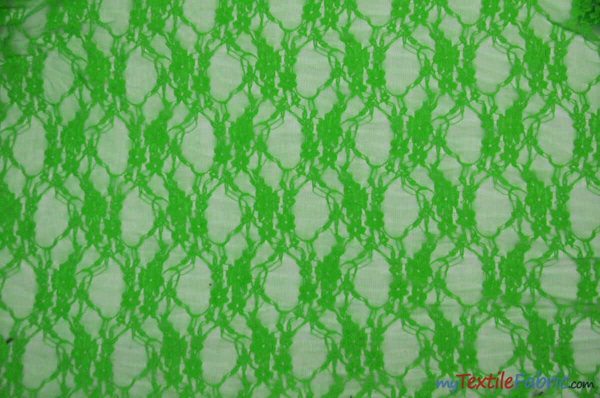 Very Soft Lingerie Stretch Lace | Giselle Floral Lace | Vintage Stretch Lace | 60" Wide | Multiple Colors | Lingerie Lace | Fabric mytextilefabric Yards Neon Green 