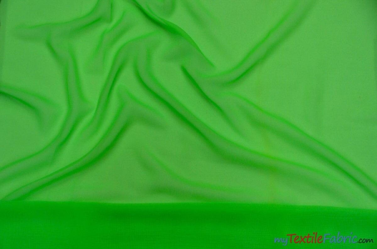 Chiffon Fabric | Super Soft & Flowy | 60" Wide | Sample Swatch | Fabric mytextilefabric Sample Swatches Neon Green 