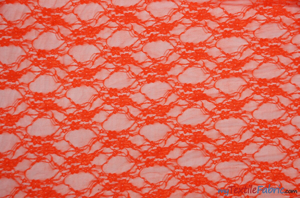 Very Soft Lingerie Stretch Lace | Giselle Floral Lace | Vintage Stretch Lace | 60" Wide | Multiple Colors | Lingerie Lace | Fabric mytextilefabric Yards Neon Orange 