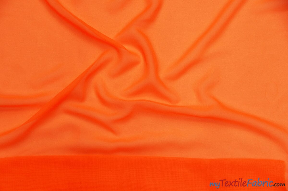 Chiffon Fabric | Super Soft & Flowy | 60" Wide | Wholesale Bolt | Multiple Colors | Fabric mytextilefabric Bolts Neon Orange 