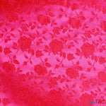 Load image into Gallery viewer, Satin Jacquard | Satin Flower Brocade | 60&quot; Wide | Sold by the Continuous Yard | Fabric mytextilefabric Yards Neon Pink 
