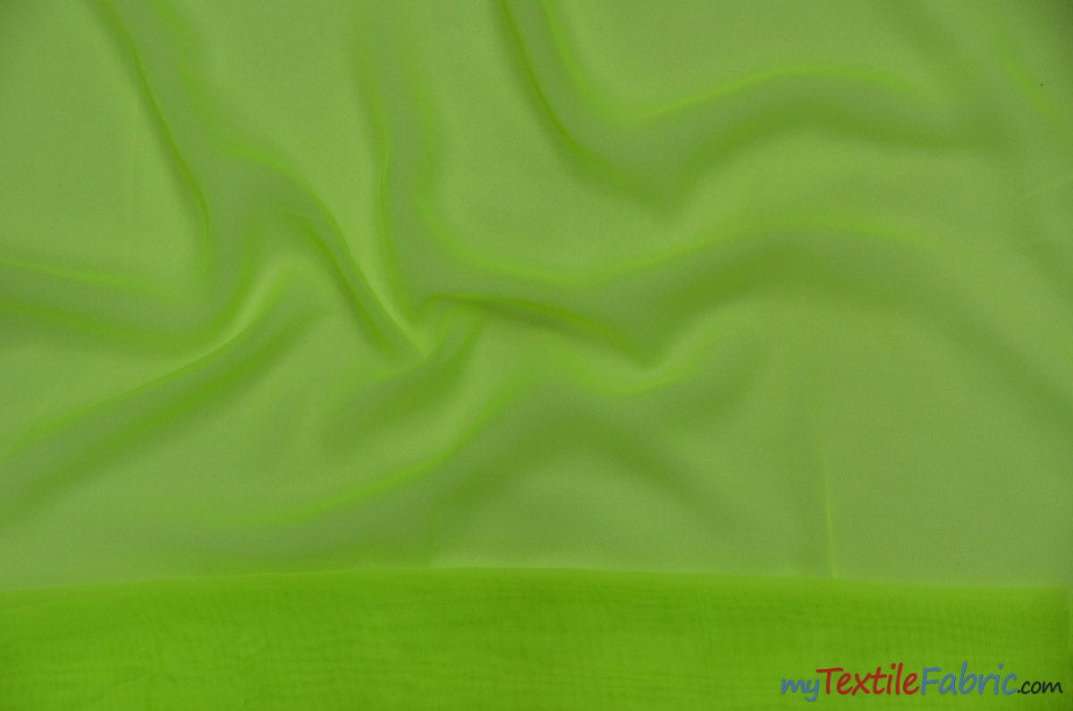 Chiffon Fabric | Super Soft & Flowy | 60" Wide | Sample Swatch | Fabric mytextilefabric Sample Swatches Neon Yellow 