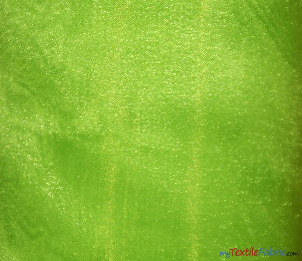 Crystal Organza Fabric | Sparkle Sheer Organza | 60" Wide | Continuous Yards | Multiple Colors | Fabric mytextilefabric Yards Night Lime 