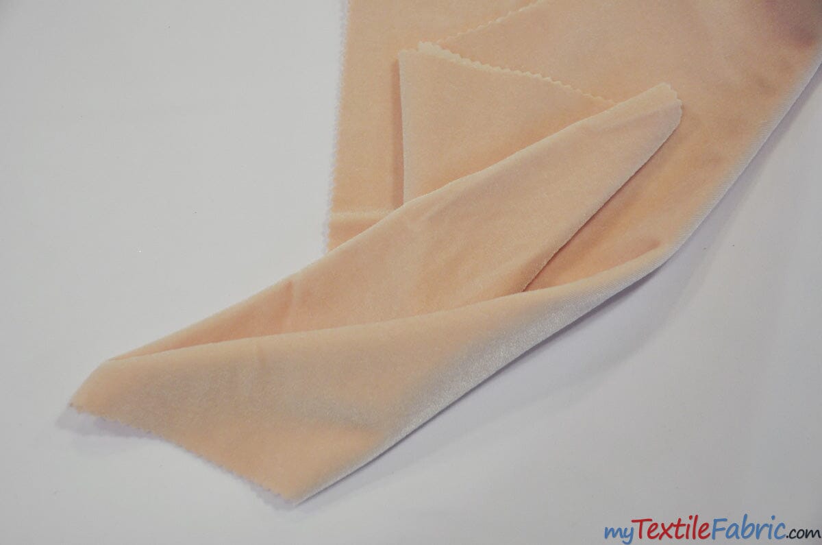Soft and Plush Stretch Velvet Fabric | Stretch Velvet Spandex | 58" Wide | Spandex Velour for Apparel, Costume, Cosplay, Drapes | Fabric mytextilefabric Yards Nude 