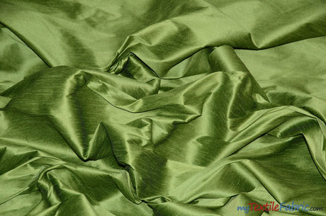 Polyester Silk Fabric | Faux Silk | Polyester Dupioni Fabric | Continuous Yards | 54" Wide | Multiple Colors | Fabric mytextilefabric Yards Olive 