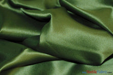 Load image into Gallery viewer, L&#39;Amour Satin Fabric | Polyester Matte Satin | Peau De Soie | 60&quot; Wide | Continuous Yards | Wedding Dress, Tablecloth, Multiple Colors | Fabric mytextilefabric Yards Olive 