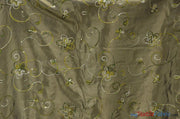 Aurora Taffeta Embroidery | Embroidered Floral Taffeta | 54" Wide | Multiple Colors | Fabric mytextilefabric Yards Olive 