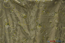 Load image into Gallery viewer, Aurora Taffeta Embroidery | Embroidered Floral Taffeta | 54&quot; Wide | Multiple Colors | Fabric mytextilefabric Yards Olive 