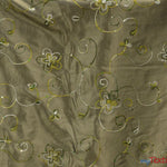 Load image into Gallery viewer, Aurora Taffeta Embroidery | Embroidered Floral Taffeta | 54&quot; Wide | Multiple Colors | Fabric mytextilefabric Yards Olive 
