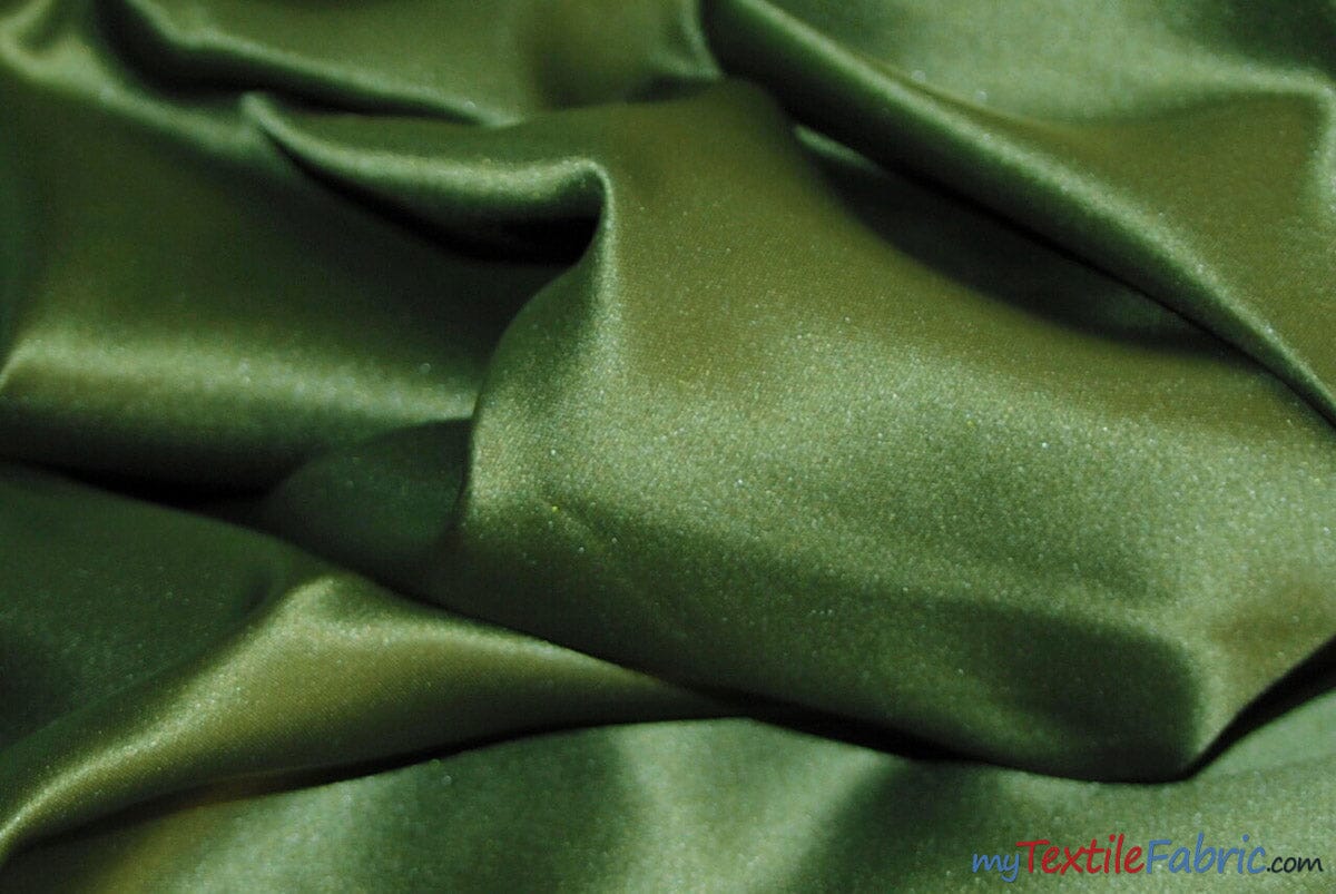L'Amour Satin Fabric | Polyester Matte Satin | Peau De Soie | 60" Wide | Wholesale Bolt | Wedding Dress, Tablecloth, Multiple Colors | Fabric mytextilefabric Bolts Olive 