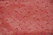 Load image into Gallery viewer, Swirl Organza Fabric | Embroidered Swirl Sheer | 54&quot; Wide | Multiple Colors | Fabric mytextilefabric Yards Orange Fuchsia 