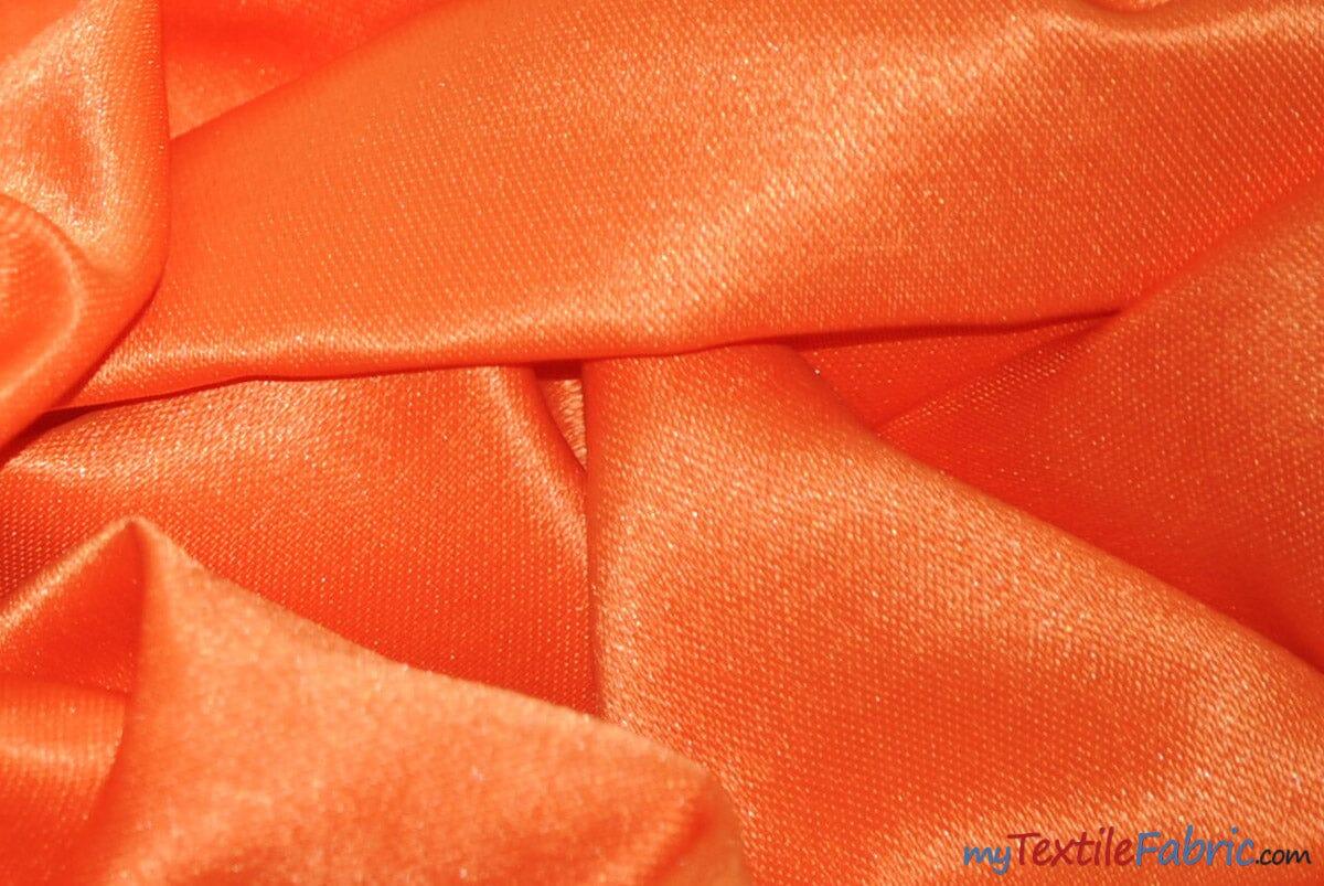 L'Amour Satin Fabric | Polyester Matte Satin | Peau De Soie | 60" Wide | Wholesale Bolt | Wedding Dress, Tablecloth, Multiple Colors | Fabric mytextilefabric Bolts Orange 